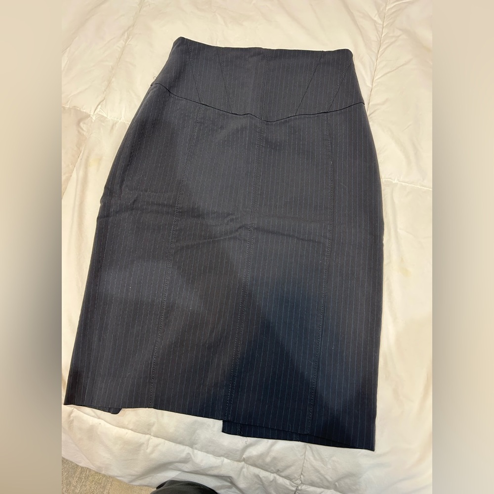Express Charcoal Pinstripe Pencil Skirt